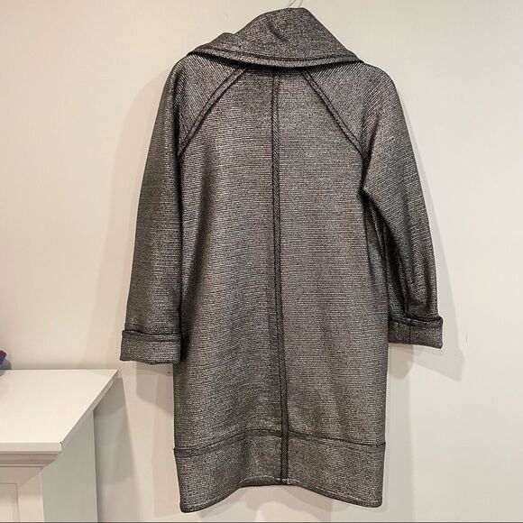 Diane von Furstenberg Silver Glitter Peacoat Front pockets Wool - Picture 3 of 11